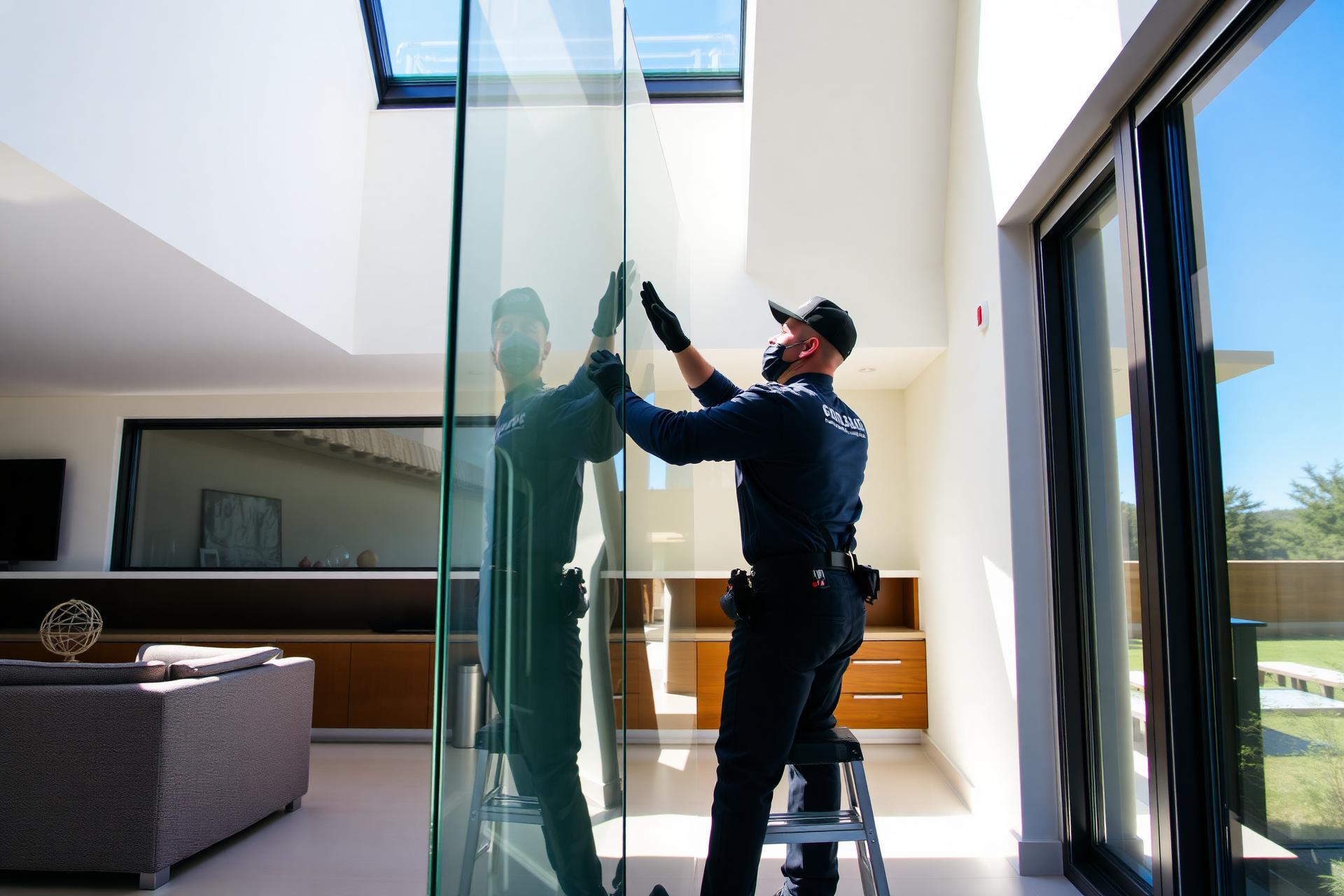 Professional glass installation in a modern South Florida home